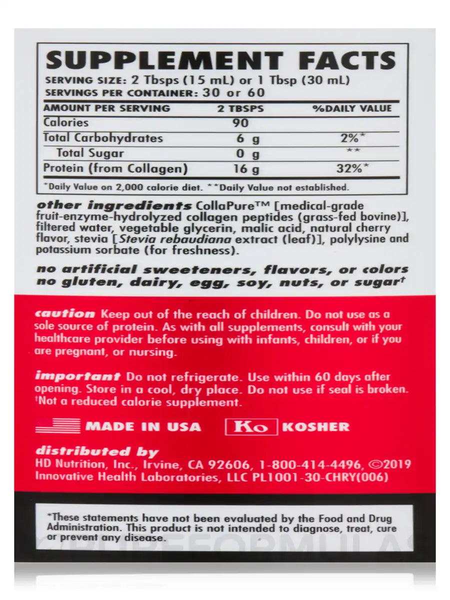 Health Direct collagen sugar free tart cherry 30oz
