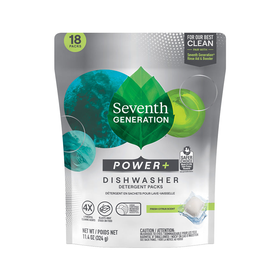 Seventh Generation Fresh Citrus Ultra Power Plus Dish Detergent Pacs 18 Loads